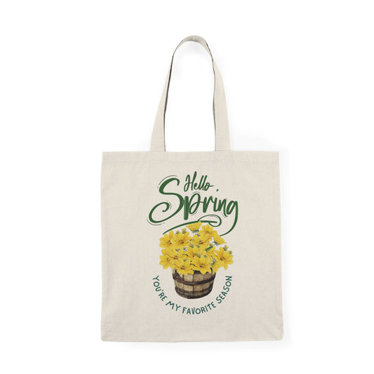 Hello Spring Tote Bag – Cute Natural Cotton Reusable Eco-Friendly Bag